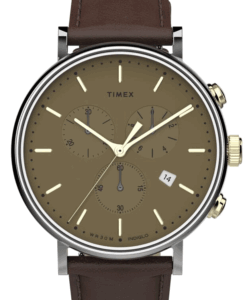 Hodinky TIMEX Fairfield Chronograph 41mm Leather Strap Watch TW2T67700 - Farba: hnedá