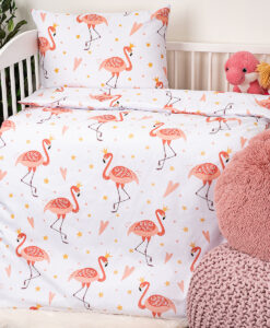 4Home Detské bavlnené obliečky do postieľky Flamingo