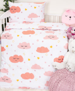 4Home Detské bavlnené obliečky do postieľky Pink Clouds