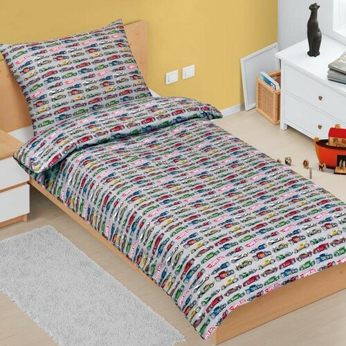 Bellatex Detské bavlnené obliečky Junior Formula sivá