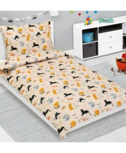 Bellatex Detské bavlnené obliečky Junior Mačka béžová