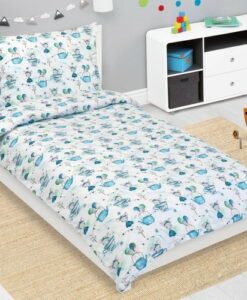 Bellatex Detské bavlnené obliečky Junior Myška v hrnčeku modrá