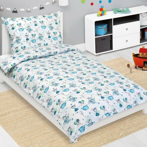 Bellatex Detské bavlnené obliečky Junior Myška v hrnčeku modrá