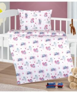 Bellatex Detské bavlnené obliečky do postieľky Agáta Jednorožec ružová