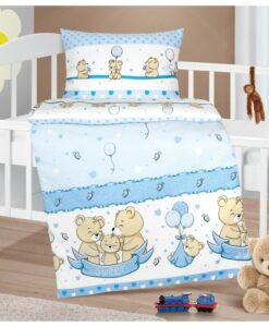 Bellatex Detské bavlnené obliečky do postieľky Agáta Medveď modrá