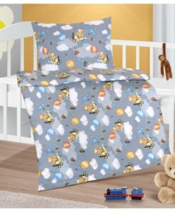 Bellatex Detské bavlnené obliečky do postieľky Agáta Medvedík sivá