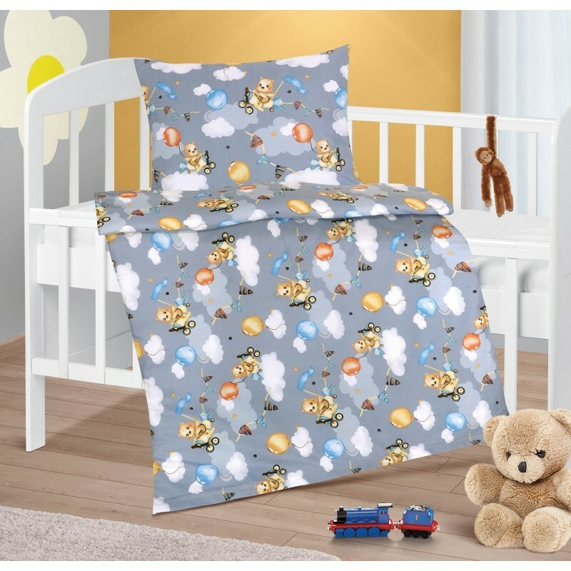 Bellatex Detské bavlnené obliečky do postieľky Agáta Medvedík sivá