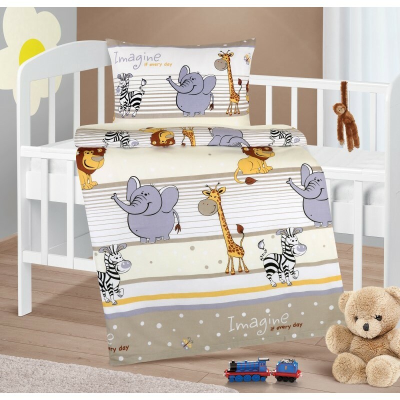 Bellatex Detské bavlnené obliečky do postieľky Agáta Safari béžová