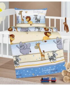 Bellatex Detské bavlnené obliečky do postieľky Agáta Safari modrá