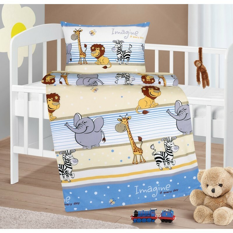 Bellatex Detské bavlnené obliečky do postieľky Agáta Safari modrá