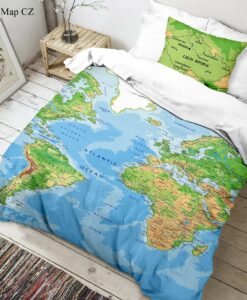 Kvalitex Detské bavlnené obliečky Mapa sveta 3D