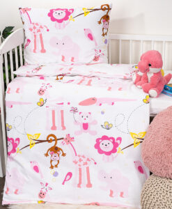 Detské bavlnené obliečky Renforce Zoo ružová