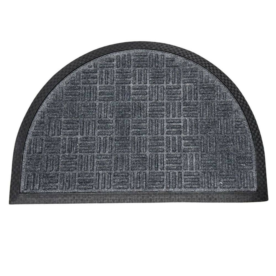 HOME ELEMENTS Gumová rohožka polkruh sivá